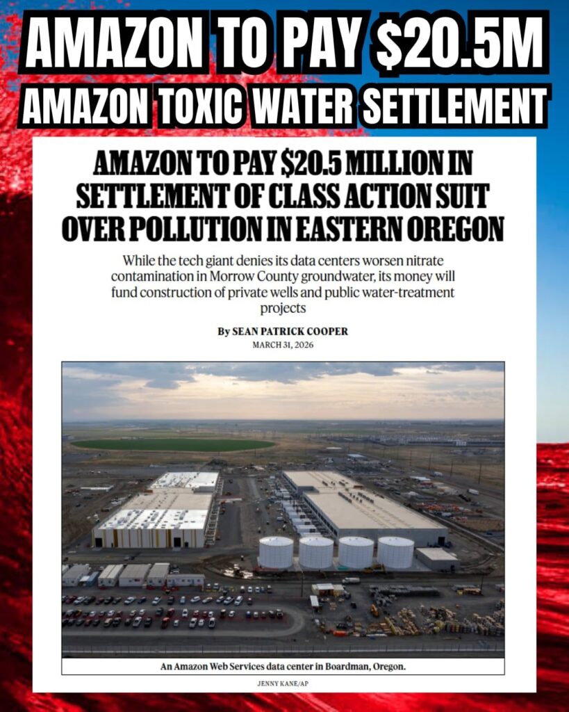 Amazon Data Center Toxic Water 20.5 Million Settlement before EXASCALE Data Center Release