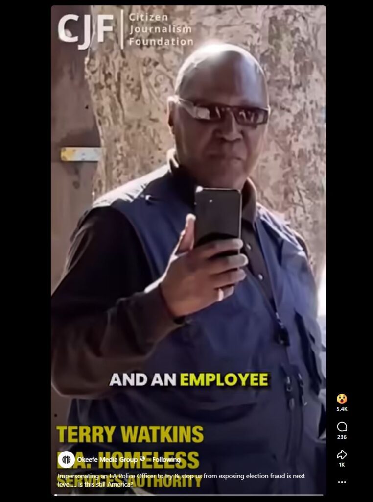 Homeless Voter Fraud - California Homeless Service Employee Impersonates LAPD - Constitutional Crisis in America - James Okeefe