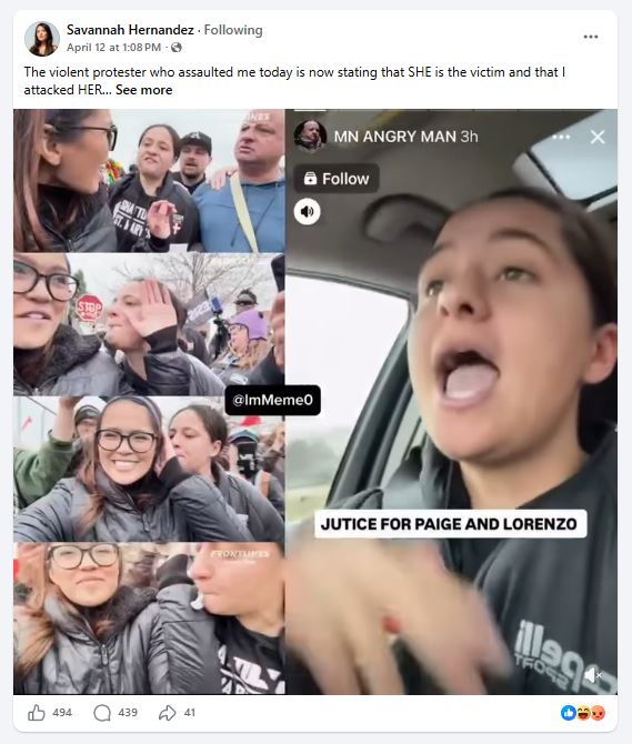 Savanah Hernandez Attacked by Democrats Protesting ICE Immigration Officers