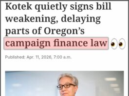 Tina Kotek signs Bill 4018 into Law Making Outside Donation Harder to Track