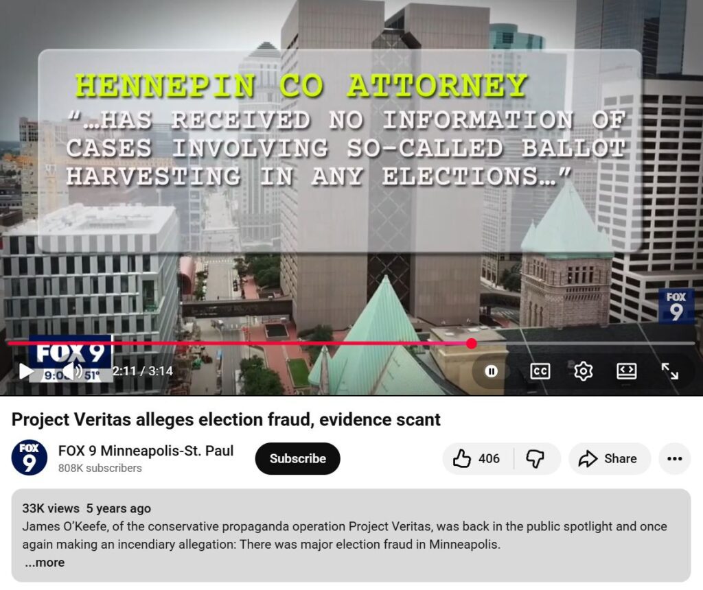 Voter Fraud in America - Mail-in Ballot Fraud Ilhan Omar alleged by James O'Keefe - Investigations Going Nowhere