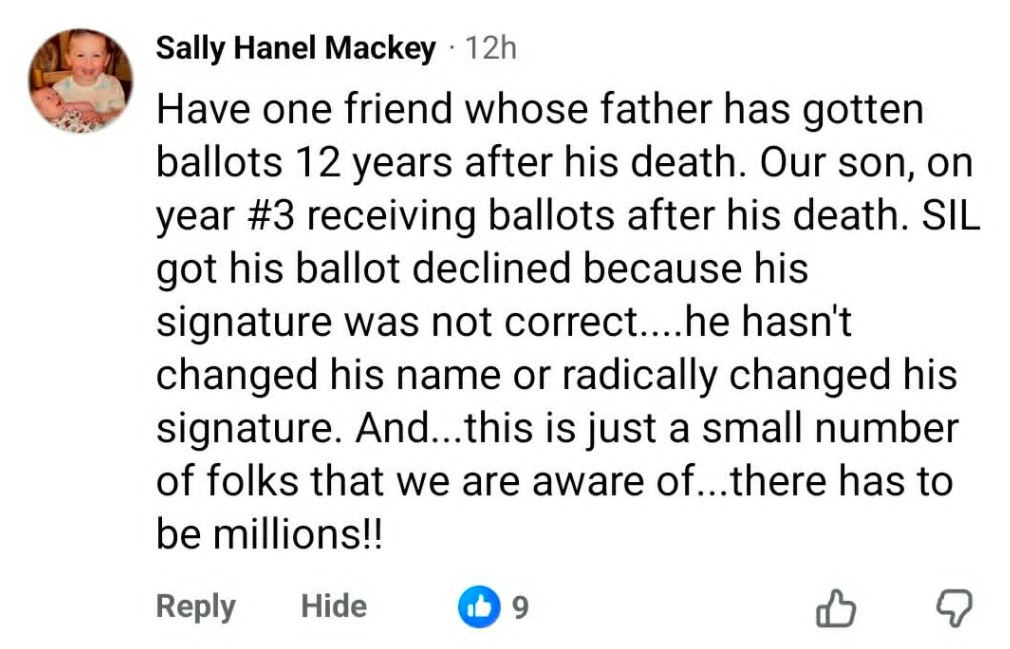 Alleged Voter Mail-In Ballot Issues