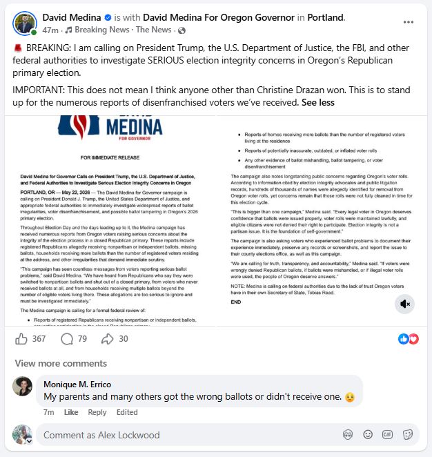 David Medina for Oregon Speak Up For Voter Rights