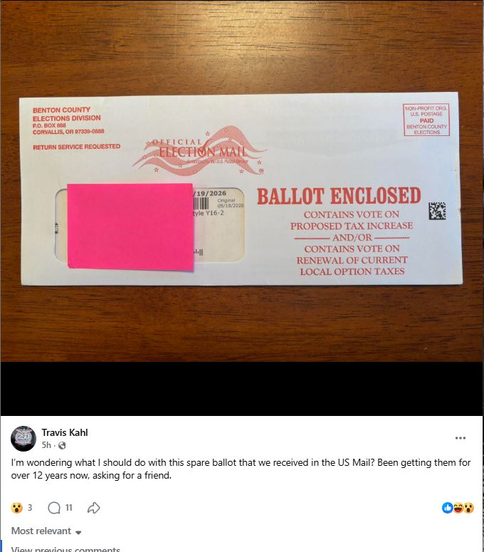 Extra Ballots in Oregon Tobias Reed not doing his job correctly