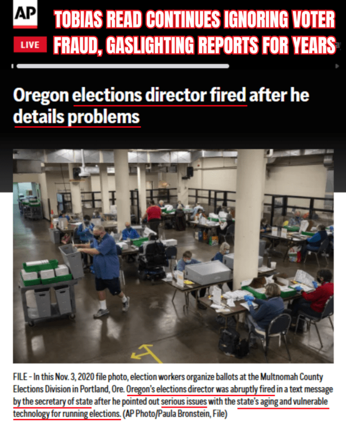Oregon Election Director Fired for Saying Oregon Elections were Vulnerable Oregon Election Director Fired for Saying Oregon Elections were Vulnerable