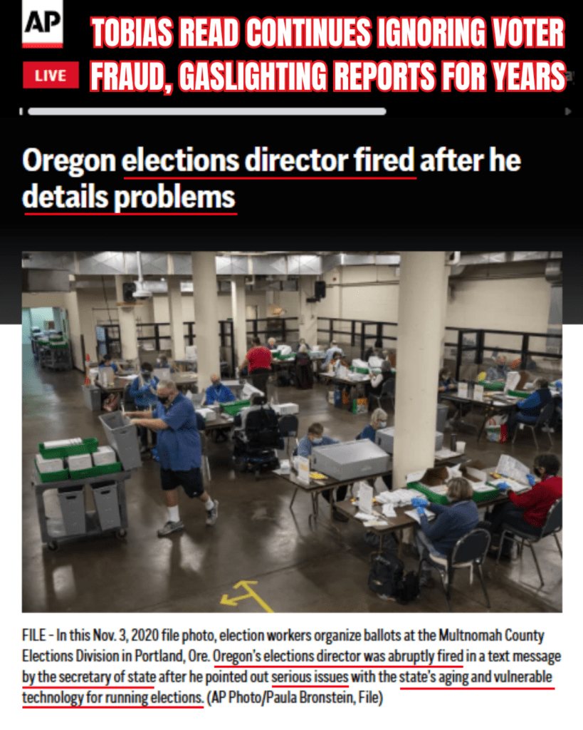 Oregon Election Director Fired for Saying Oregon Elections were Vulnerable