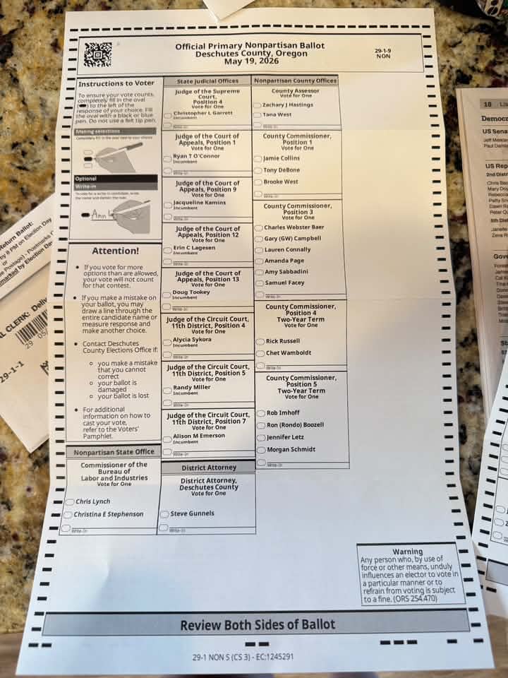 Oregon Mail-In Ballot Voter Fraud - Wrong Party in Primary Election