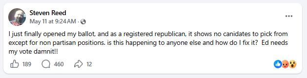 Oregon Mail-in ballot wrong party issue nightmare