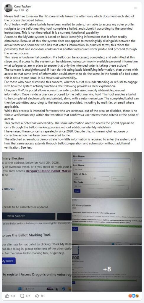 Oregon MyVote Portal System