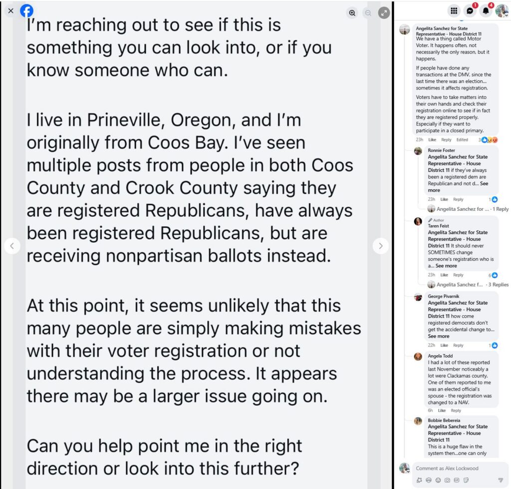 Oregon Voter Roll Errors - Taren Feist and Angela Todd