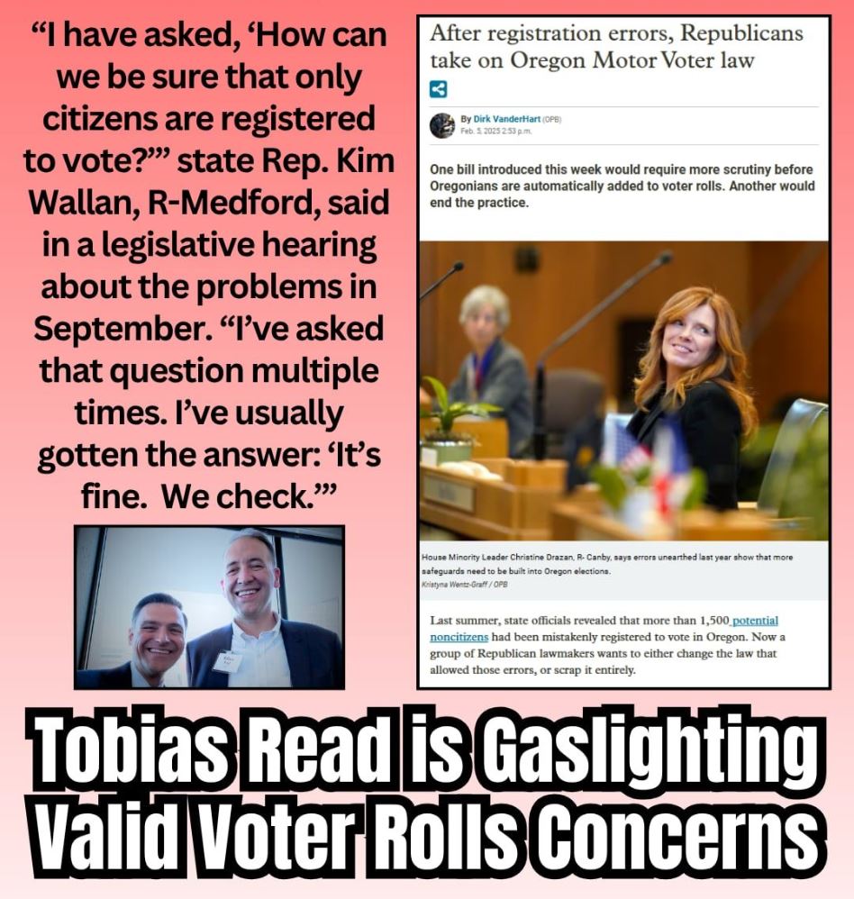 Tobias Read Gaslighting Voter Roll Concerns