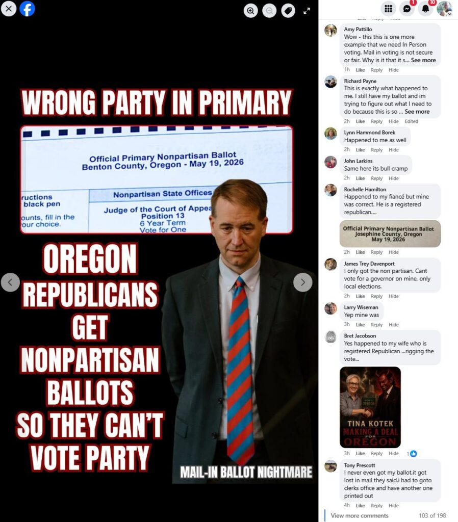 Tobias Read Oregon Election Mail-In Ballot Errors