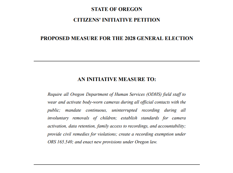 IP 2028-026 ODHS ACCOUNTABILITY ACT - Body Cams for Oregon Department of Human Services Workers