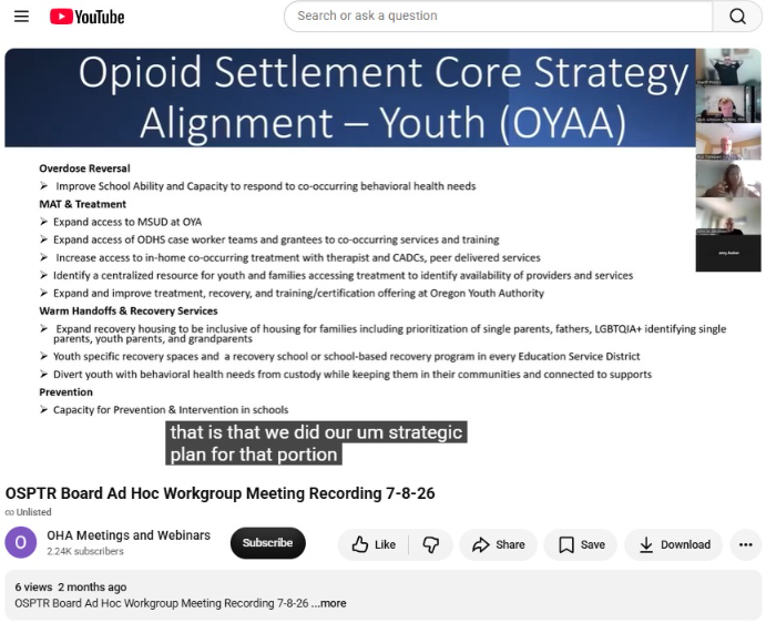 OSPTR Board Ad Hoc Workgroup Meeting Recording 7-8-26